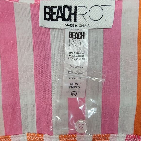 Beach Riot Top Size L  Alexa Sunset Stripes Cover Up Womens Large Button Up New - Picture 9 of 14